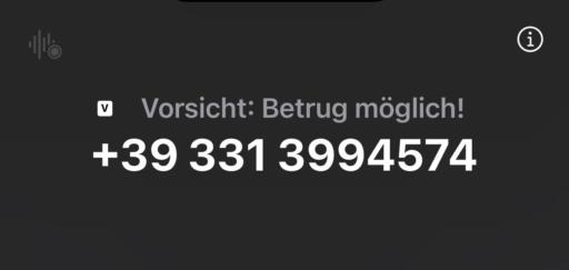 Screenshot: Vorsicht: Betrug möglich!